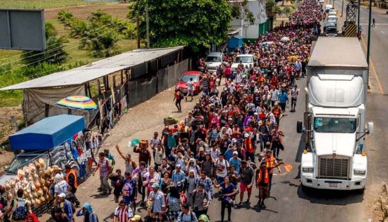 Migrant Caravan Illegally Enters Mexico, Facing Off With Mexican ...