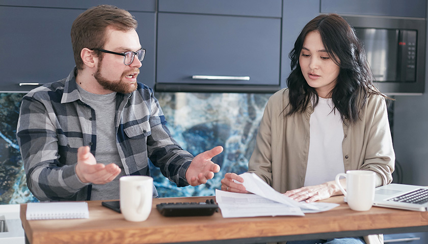 Couple paying bills