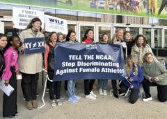 Female Athletes Demand NCAA Protect Women’s Sports Outside Annual Convention