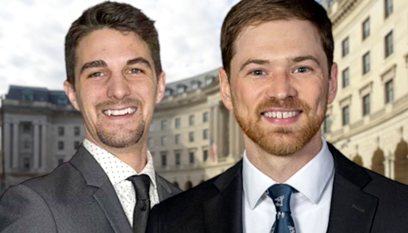 Mitch Rolling and Isaac Orr in front of the EPA headquarters (composite image)