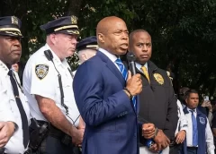 New York Coty Mayor Eric Adams with NYPD officers